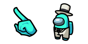 Among Us Cyan Character in White Suit Outfit Curseur