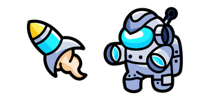 Among Us Cyborg Character and Rocket cursor