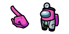 Among Us Pink Character in Scientist Outfit cursor