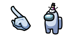 Among Us White Character in Snowman Hat Cursor
