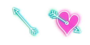 Blue Arrow and Pink Heart with Arrow Neon Curseur