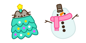 Christmas Tree Pusheen and Snowman Cursor