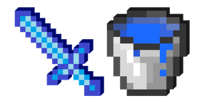 Minecraft Water Bucket and Sword Cursor