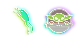 Neon Baby Yoda and Frog Curseur