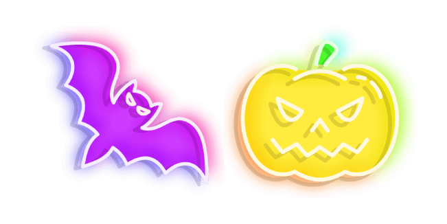 Neon Bat and Jack-o'-Lantern Cursor