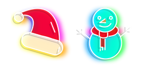 Neon Snowman and Santa's Hat Cursor