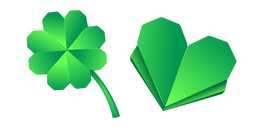 Origami Clover and Green Heart Cursor