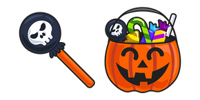 Halloween Lollipop and Pumpkin Basket Cursor