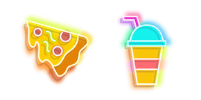 Курсор Yellow Pizza and Colourful Drink Neon