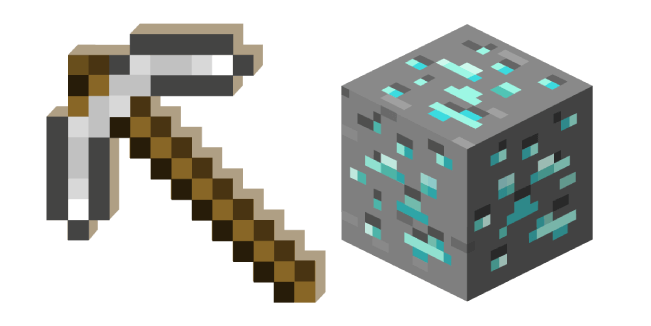 Minecraft Iron Pickaxe and Diamond Ore Cursor