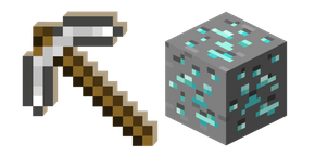 Minecraft Iron Pickaxe and Diamond Ore Cursor