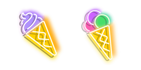 Purplish Yellow and Colourful Ice Cream Neon Cursor